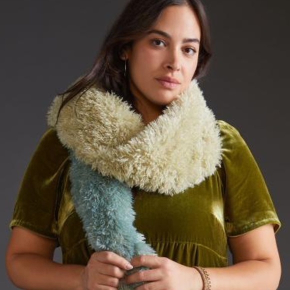 Anthropologie  Color- Block Fluffy Scarf - Picture 1 of 5